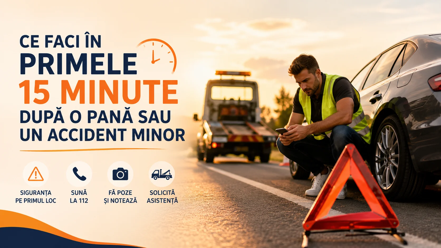 Ce faci în primele 15 minute după o pană sau un accident minor